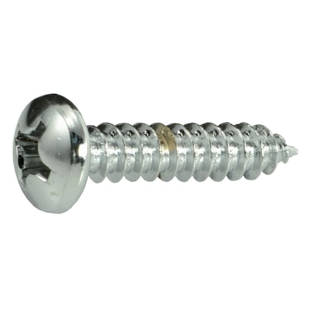 Midwest Fastener Sheet Metal Screw, #12 x 1 in, Chrome Plated Steel Pan Head Phillips Drive, 6 PK 34697